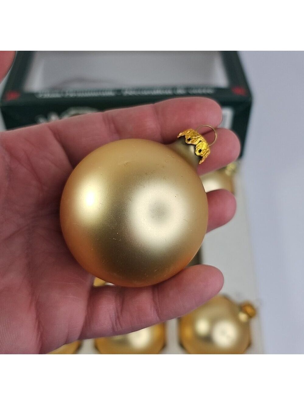 Hudson Bay Co Vintage Glass Christmas Ornaments Rauch USA 8pcs Gold With Box VTG - Picture 8 of 12